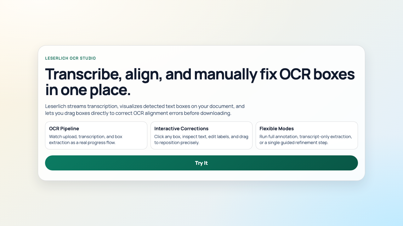 Screenshot of OCR interface on leserli.ch/ocr.